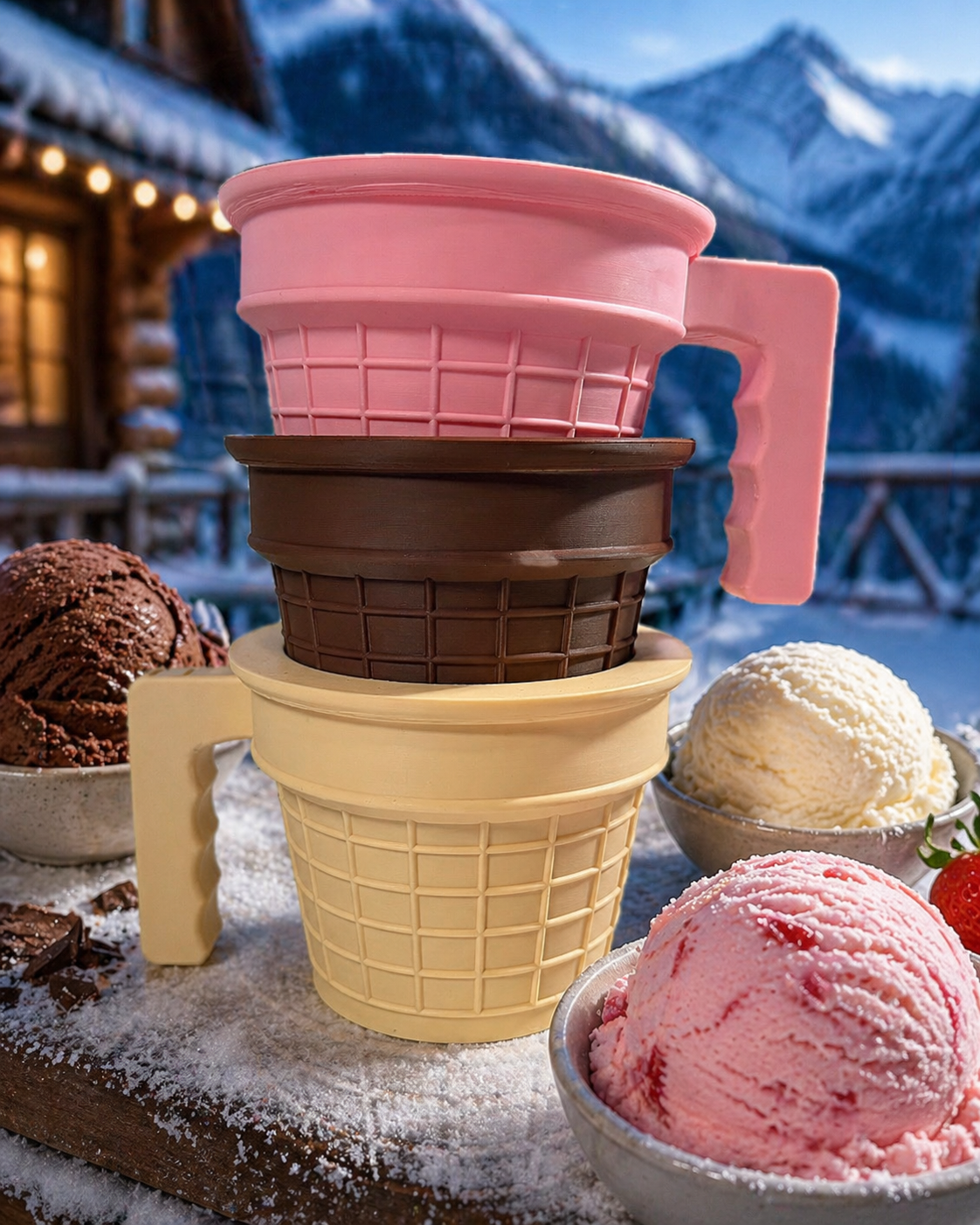 3D Printed Ice Cream Pint and Spoon Holder